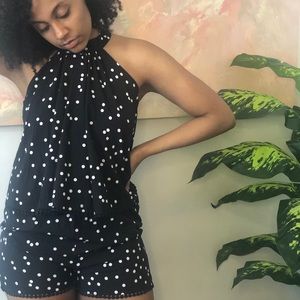 Small Black polka dotted romper
